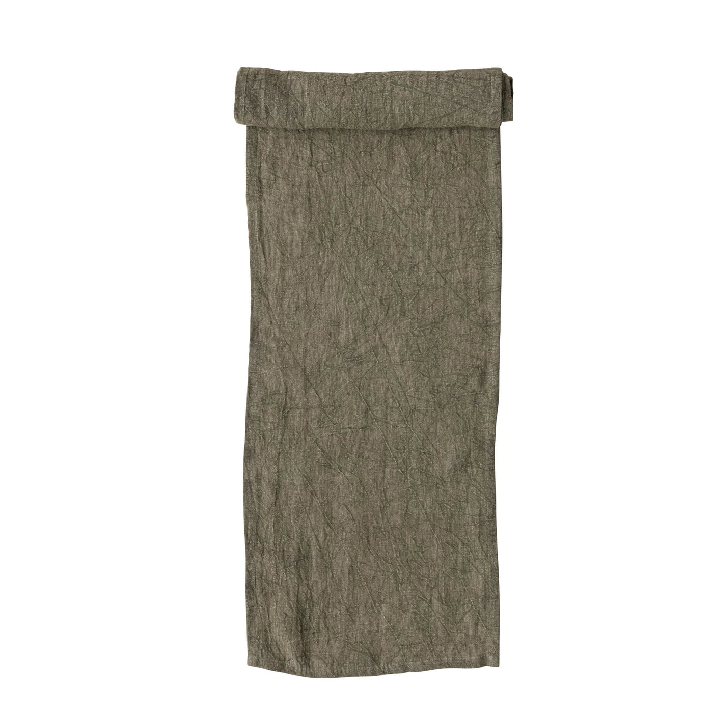 Stonewashed Olive Green Linen Table Runner