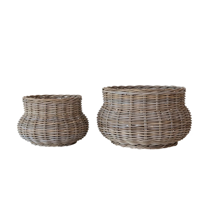 Hand-Woven Rattan Planters (Holds 18" & 16" Pots)