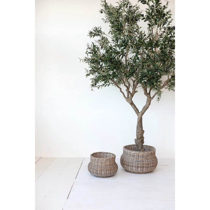 Hand-Woven Rattan Planters (Holds 18" & 16" Pots)