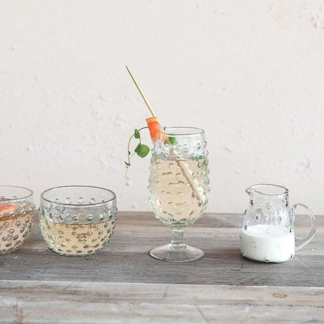 12 oz. Recycled Glass Hobnail Stemmed Drinking Glass