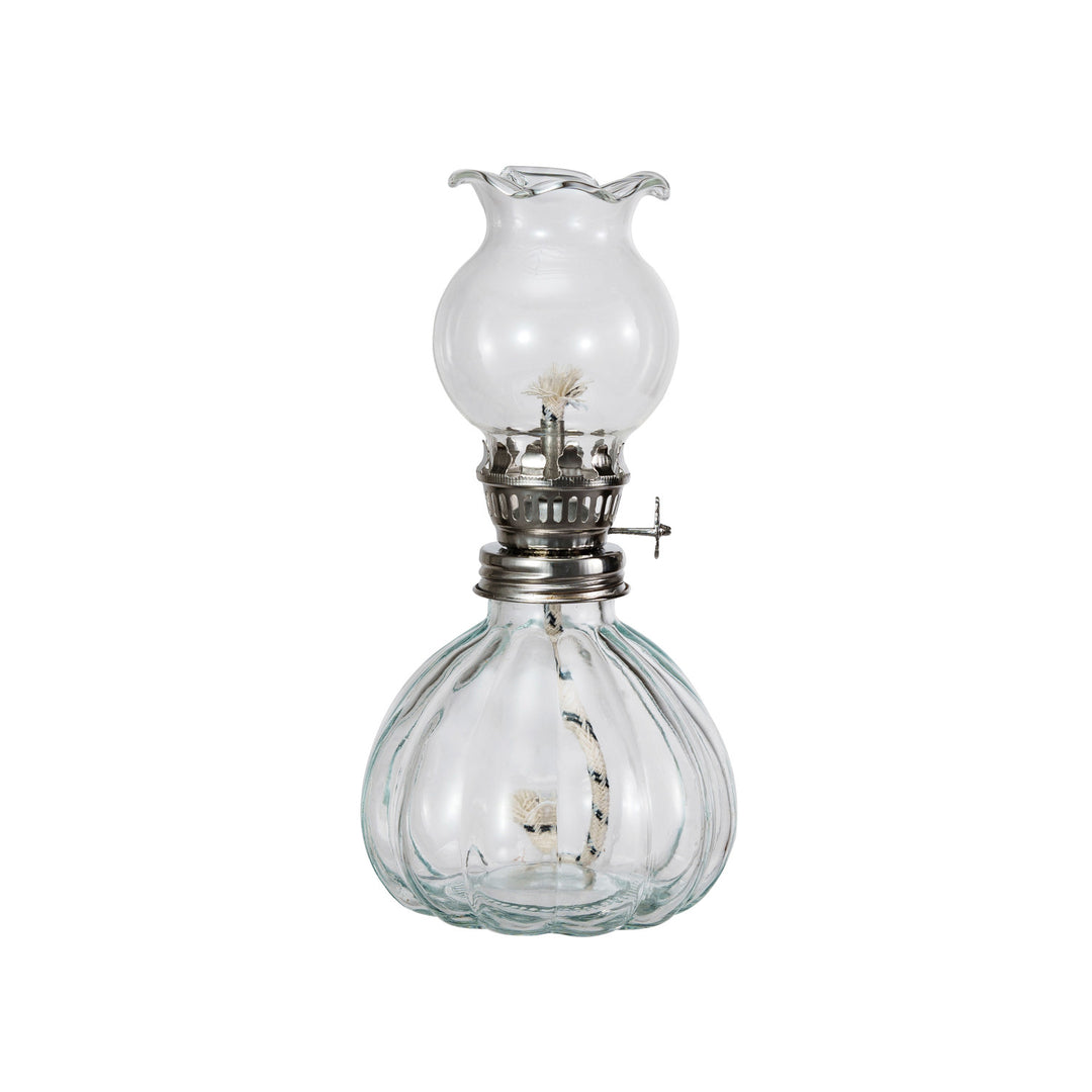Recycled Glass Oil Lamp w/ Removable Scalloped Glass Top