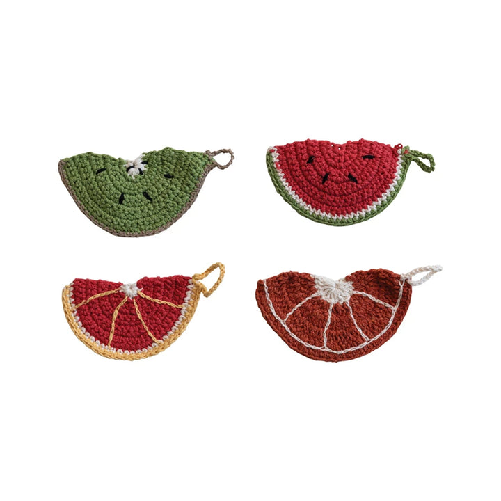Cotton Crocheted Fruit Shaped Dish Scrubber w/ Loop