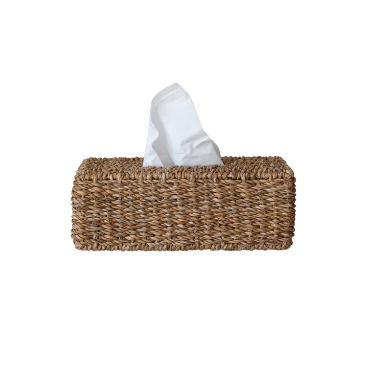 Hand-Woven Seagrass Tissue Box Cover, Natural