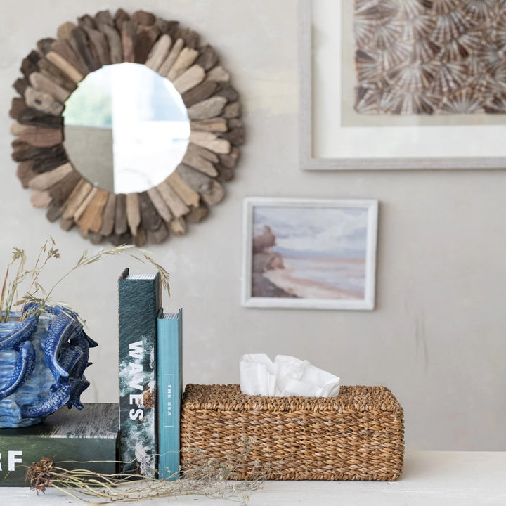 Hand-Woven Seagrass Tissue Box Cover, Natural