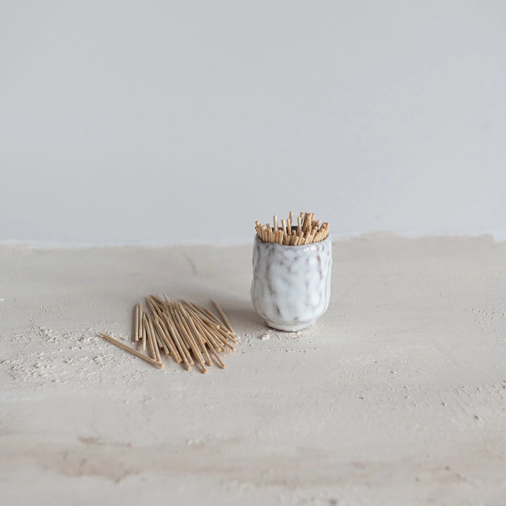 Stoneware Toothpick Holder, Reactive Glaze (Each One Will Vary)