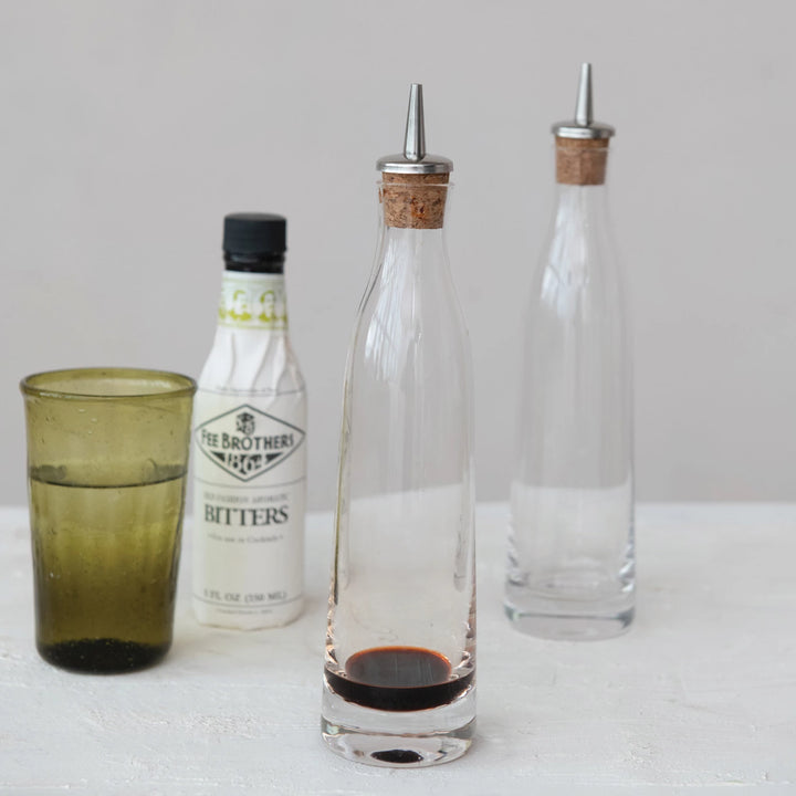 8 oz. Glass Cruet w/ Stainless Steel & Cork Spout