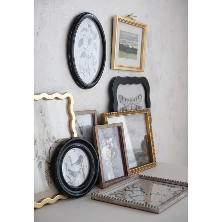 Wood Framed Glass Wall Décor w/ Landscapes, Botanicals & Insect Prints