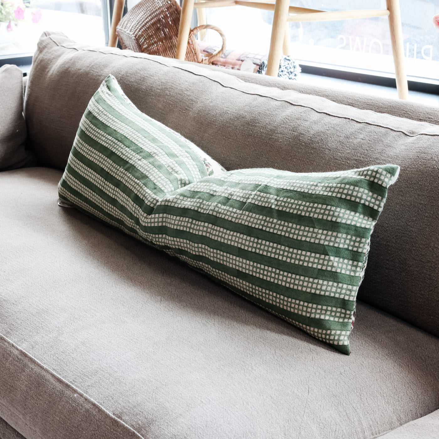 Fleur Saffron Olive & Nepsa Olive Double Sided Lumbar Pillow