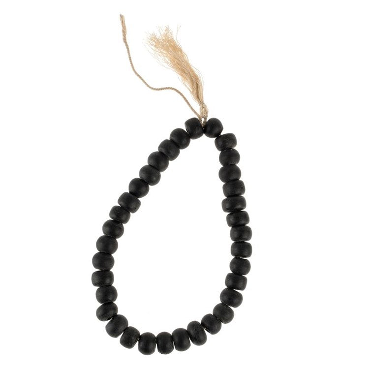 Frosted Glass Black Beads w/Tassle