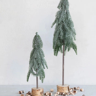 Plastic Pine Tree with Wood Slice Base
