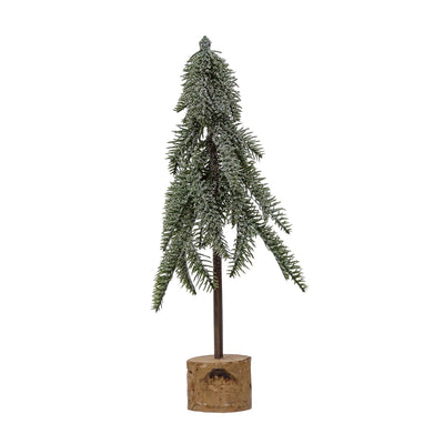 Plastic Pine Tree with Wood Slice Base