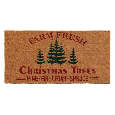 Natural Coir Doormat "Farm Fresh Christmas Trees"