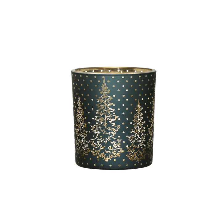 Mercury Glass Tealight/Votive Holder w/ Laser Etched Scene