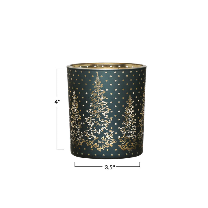 Mercury Glass Tealight/Votive Holder w/ Laser Etched Scene