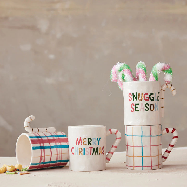 16 oz. Stoneware Mug with Candy Cane Handle, 4 Styles