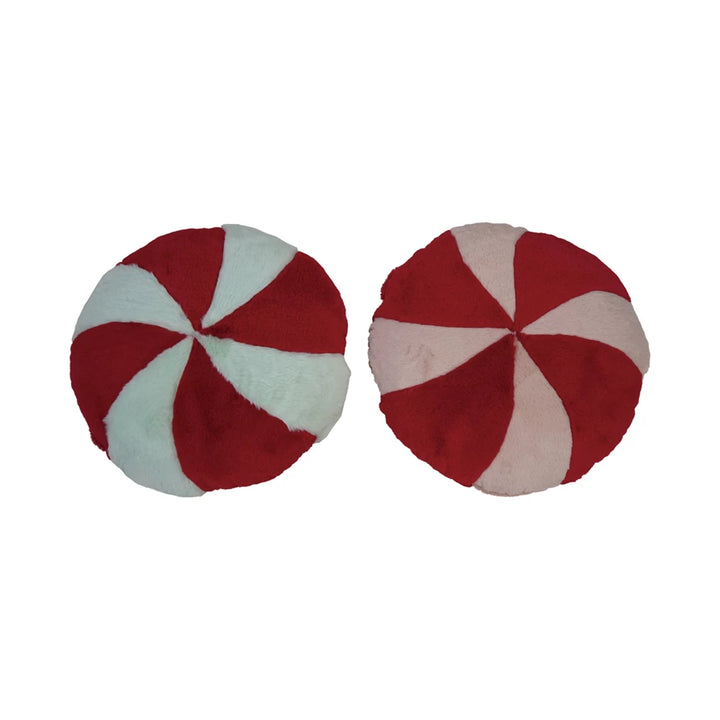 Faux Fur & Fabric Velvet Peppermint Shaped Pillow