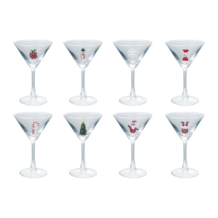 4 oz. Martini Glass with Hand-Blown Holiday Figure, 8 Styles
