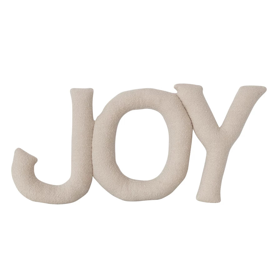 Woven Cotton Slub "JOY" Shaped Pillow