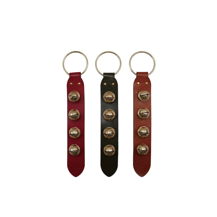 Leather & Embossed Metal Bells Door Hanger