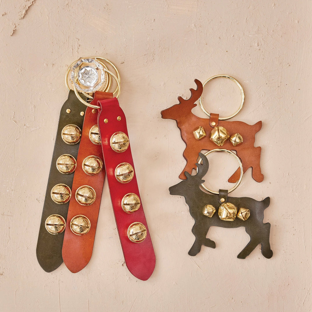 Leather & Embossed Metal Bells Door Hanger