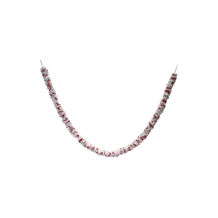 Fabric Garland with Stripes & Frayed Edges, White & Red