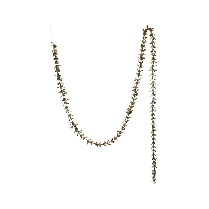 Faux Boxwood Garland with Glitter, Gold Finish