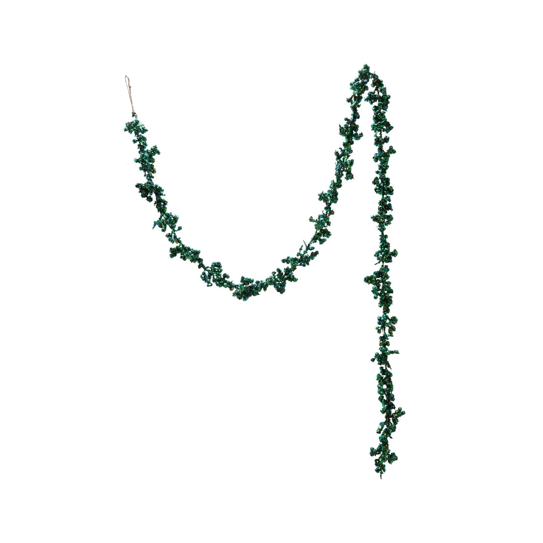 Foam Ball Garland with Glitter, Iridescent Finish, Green