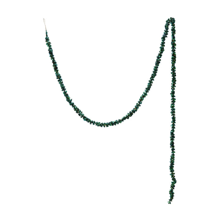 Foam Ball Garland with Glitter, Iridescent Finish, Green