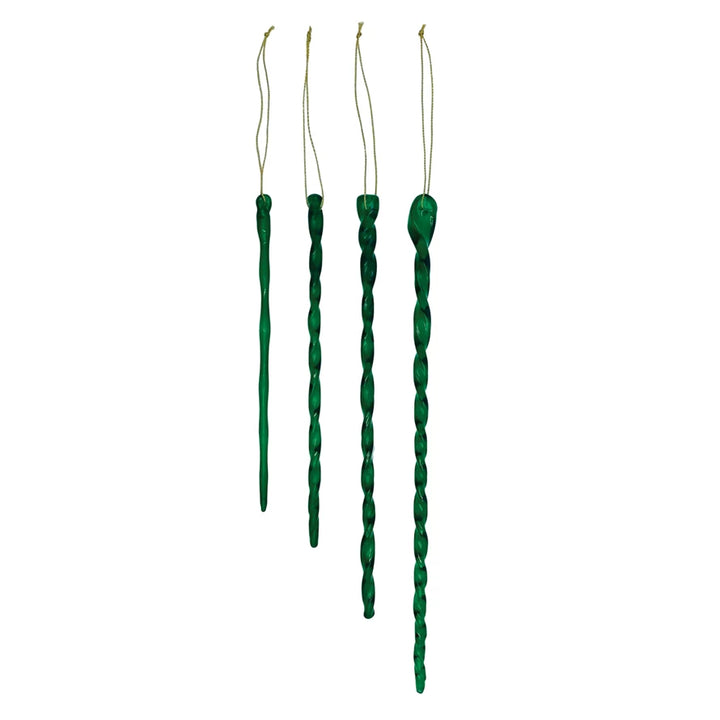 Hand-Blown Glass Green Icicle Ornaments