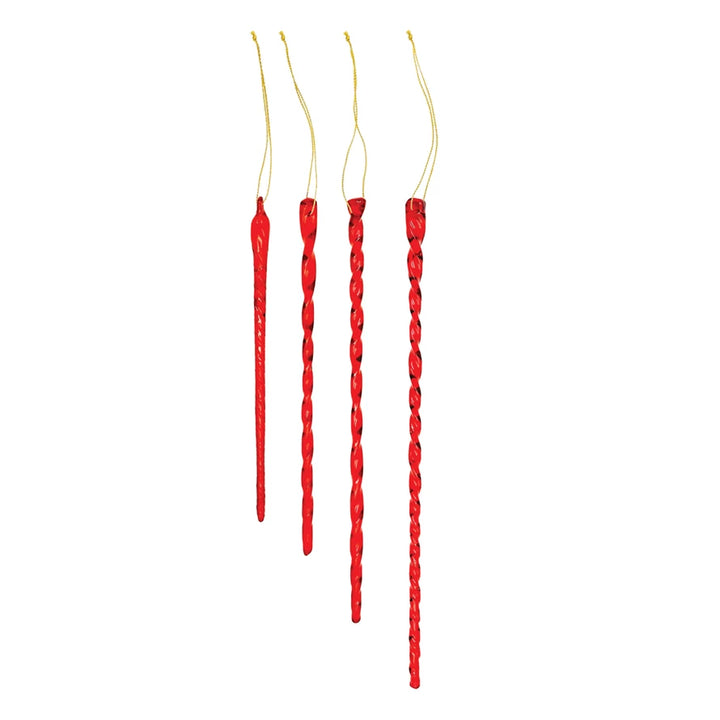 Hand-Blown Glass Red Icicle Ornaments