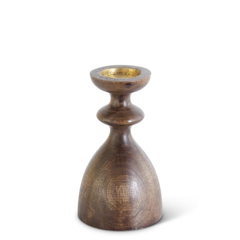 Brown Wood Hourglass Shaped Candleholders