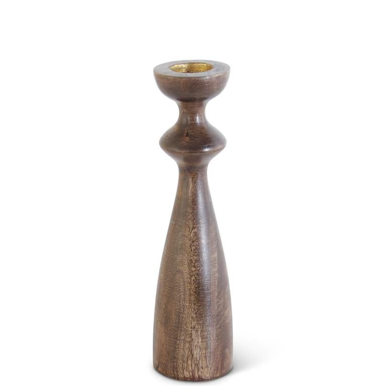 Brown Wood Hourglass Shaped Candleholders