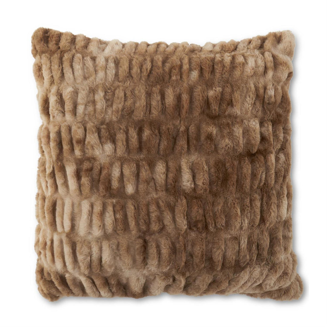 Brown Ribbed Faux Fur Pillow