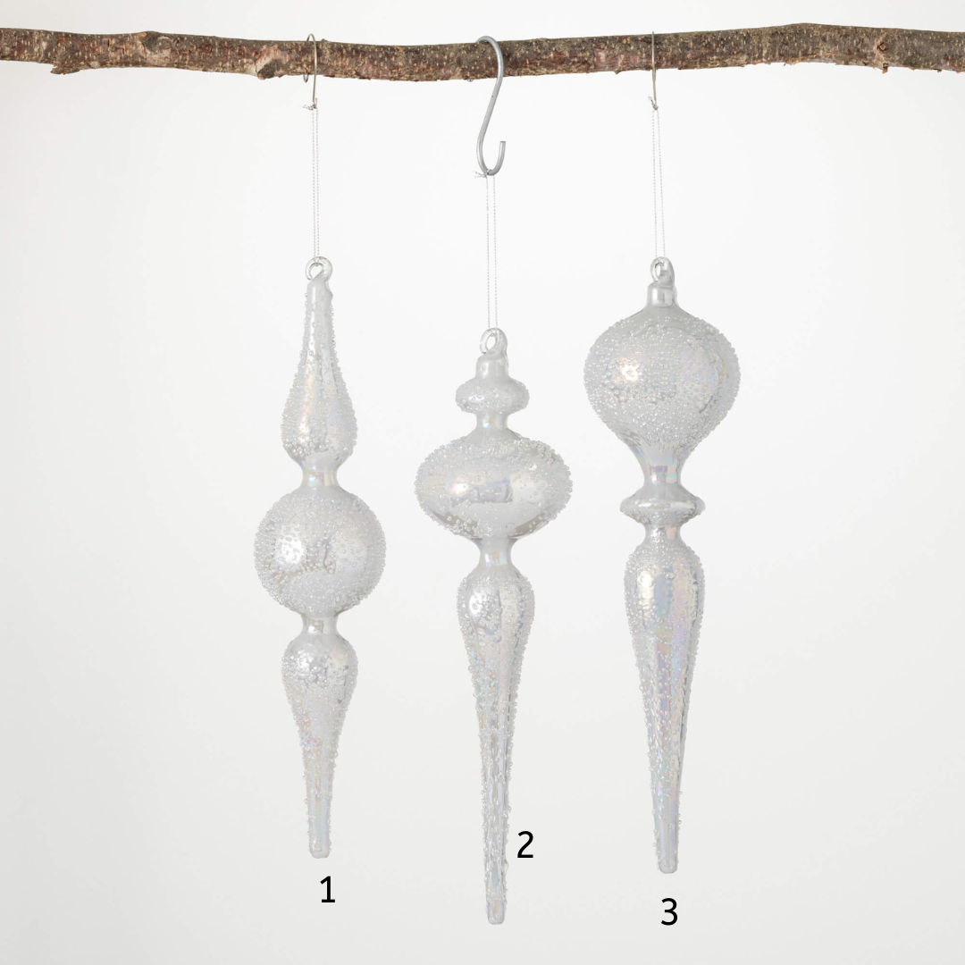 Lavender Pearl Finial Ornaments
