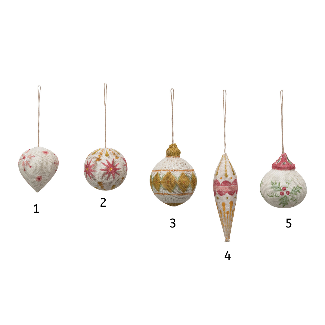 Hand-Painted Burlap Wrapped Ornament