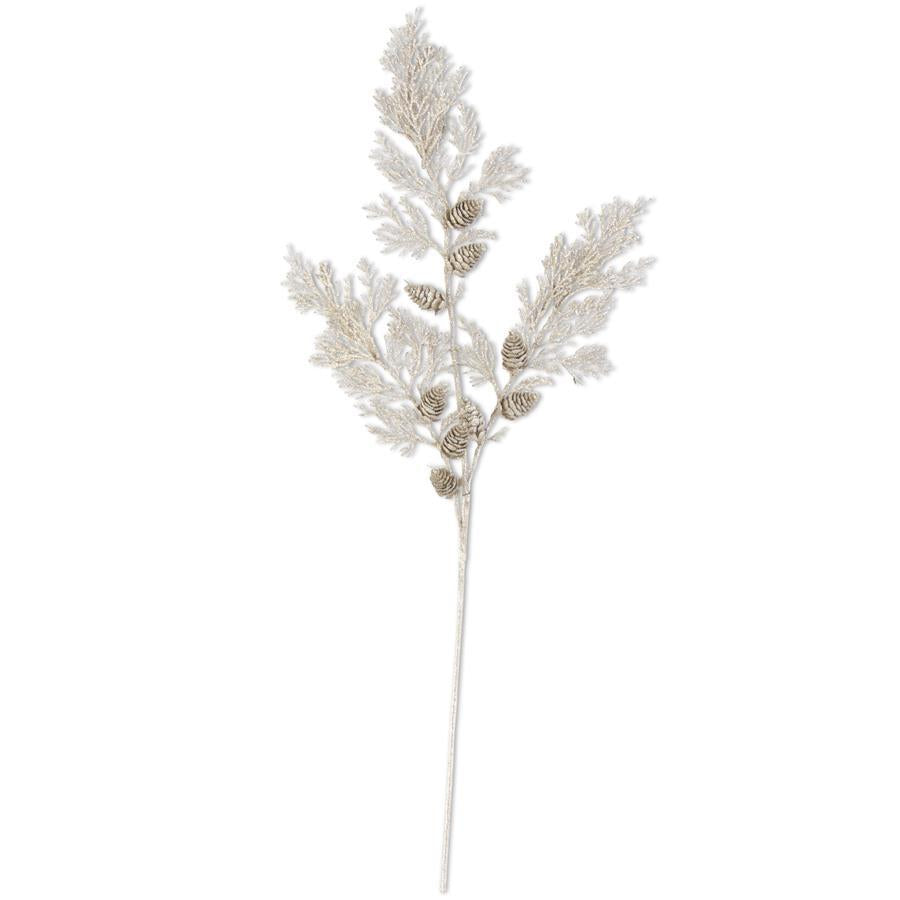 Champagne Glittered Cedar Pine Spray