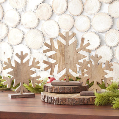 Dark Brown Wood Snowflake Decor