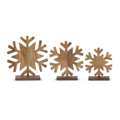 Dark Brown Wood Snowflake Decor