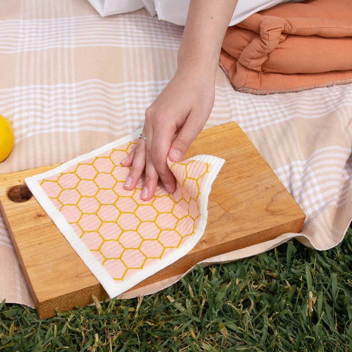Honeycomb Rose Swedish Dishcloth