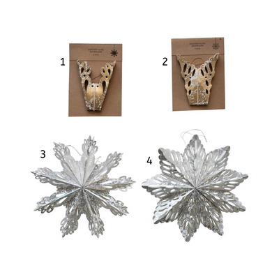 Silver Handmade Recycled Paper Folding Snowflake Ornament