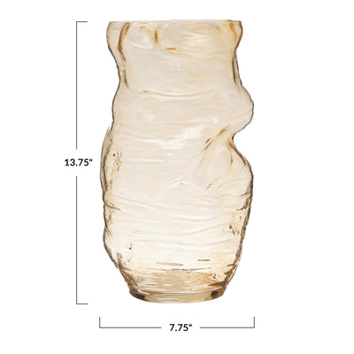 Blown Amber Glass Organic Shaped Vase