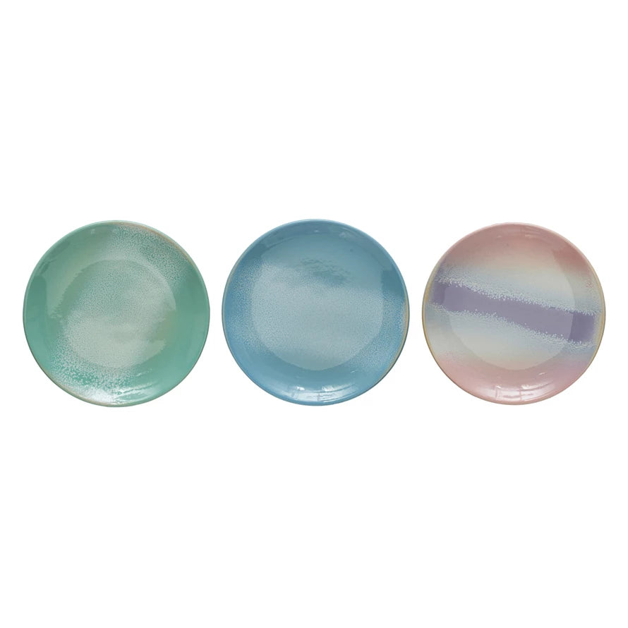 Round Stoneware Plate, Reactive Glaze