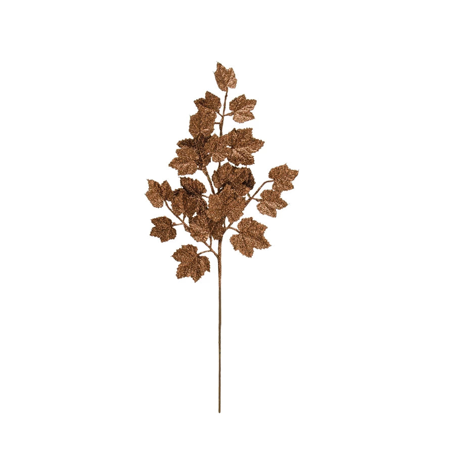 Glittered Faux Maple Leaf Spray