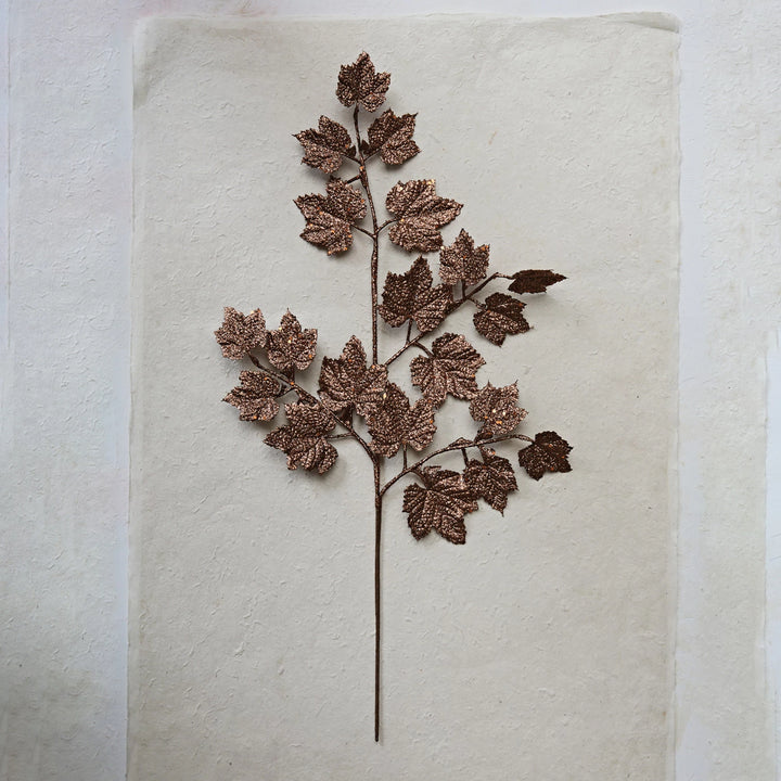 Glittered Faux Maple Leaf Spray