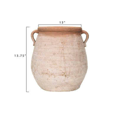 Terracotta Urn with Whitewash Finish