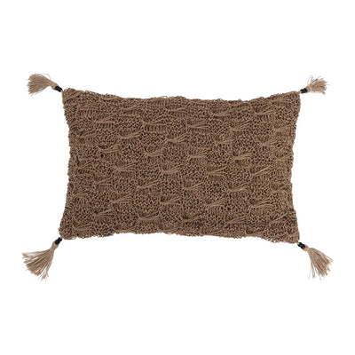 Hand-Woven Cotton and Jute Macrame Lumbar Pillow