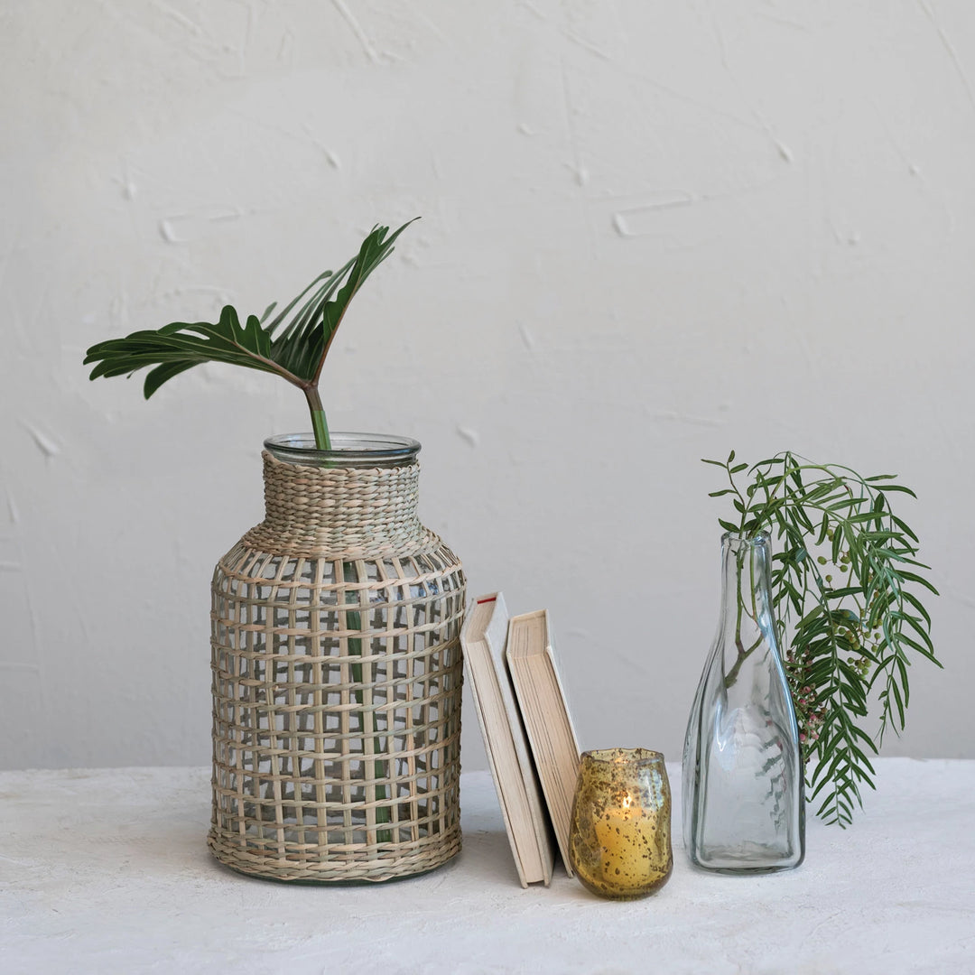 Hand-Blown Glass Organic Shaped Bottle Vase