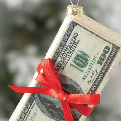 Stack of Money w/Red Tie Ornament