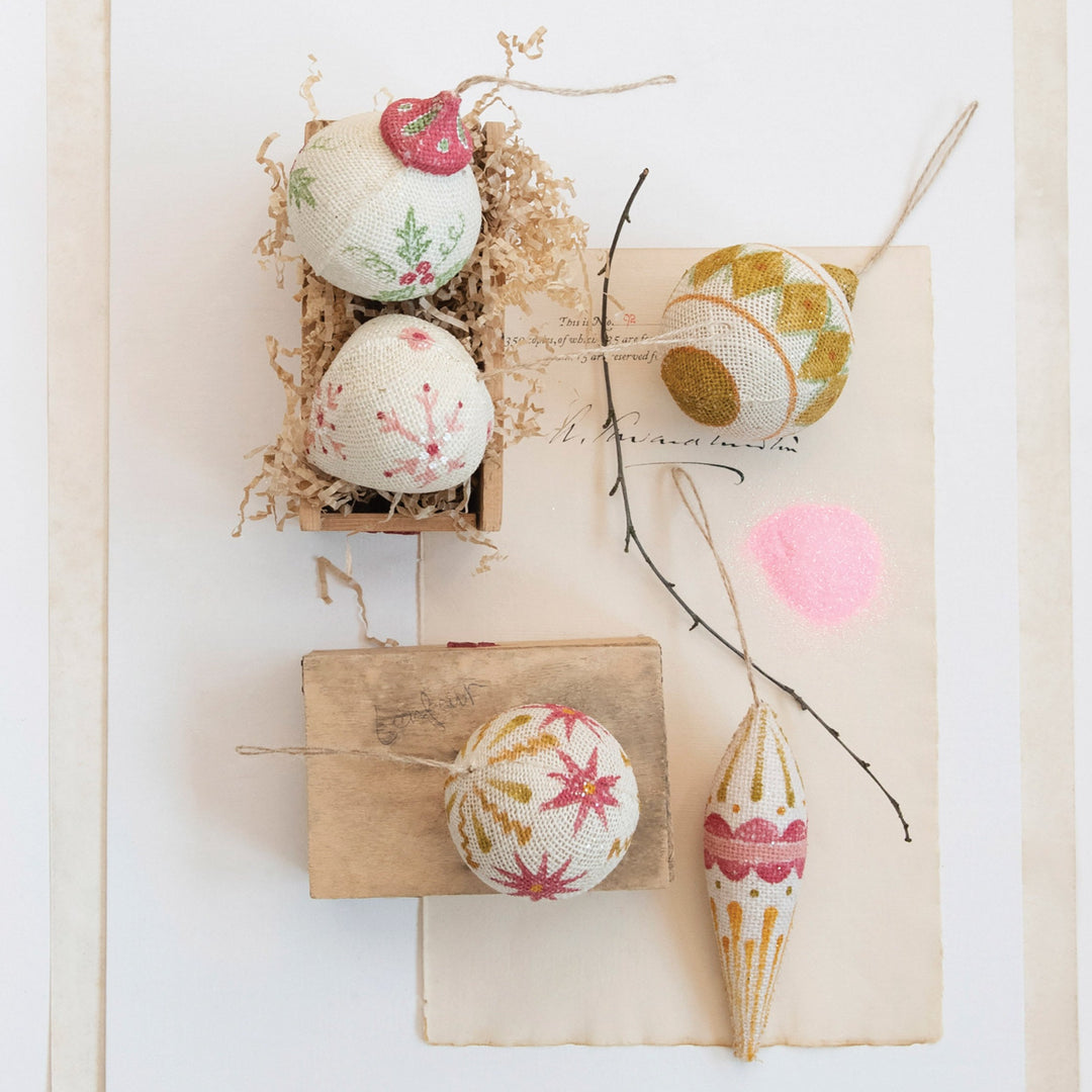 Hand-Painted Burlap Wrapped Ornament