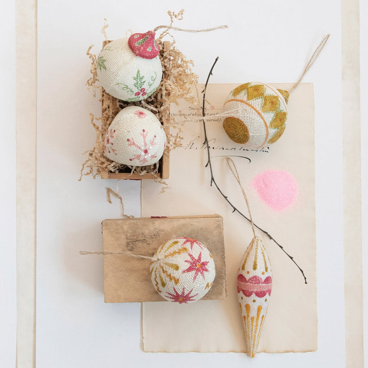 Hand-Painted Burlap Wrapped Ornament